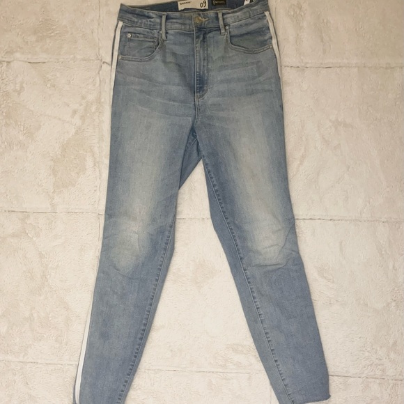 Light Blue Striped Garage Jeggings - Picture 2 of 6